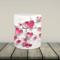 Sublimated pink hearts design, close up. Personalized Valentine ceramic mug. Gift-ready pink hearts coffee mug. 